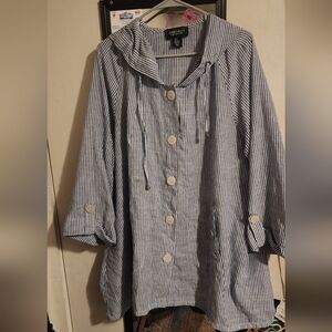 Jones New York Navy and White Striped Apparel